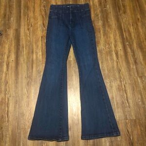 We The Free Jayde Jeans Women's 25 Flare Cord High Rise in Moody Blue Retro 70s